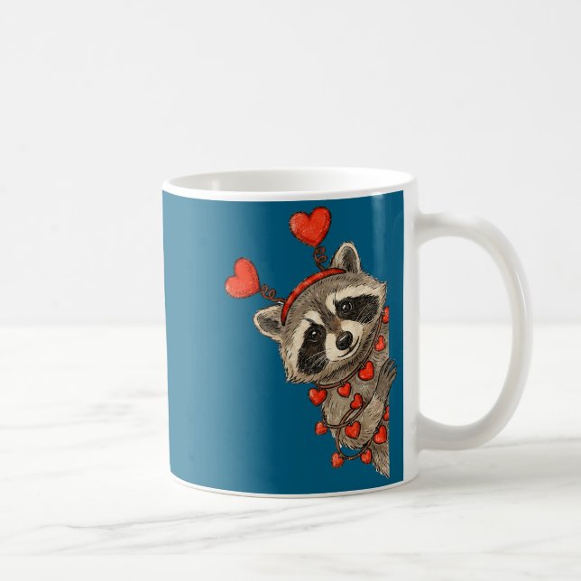 Caneca De Café Funny Raccoon Heart Valentine Animal Raccoon Lover (Direita)
