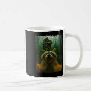 Caneca De Café Funny Raccoon Selfie Com T-rex Dinossaur E Bigfo