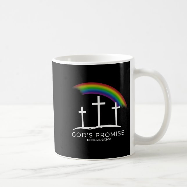Caneca De Café Funny Rainbow Christ Cross - Christian Quote God's (Direita)