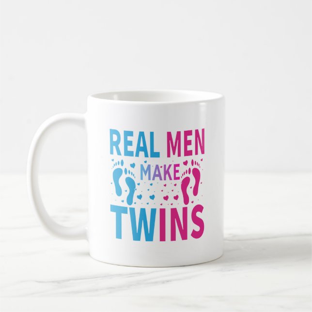 Caneca De Café Funny real men twin word art  (Esquerda)