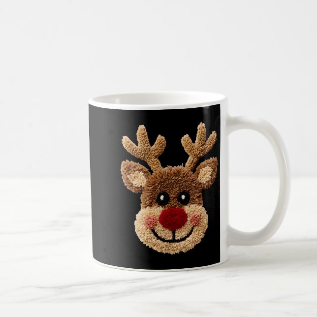 Caneca De Café Funny Reindeer Rudolph Crochet Merry Christmas Xma (Direita)