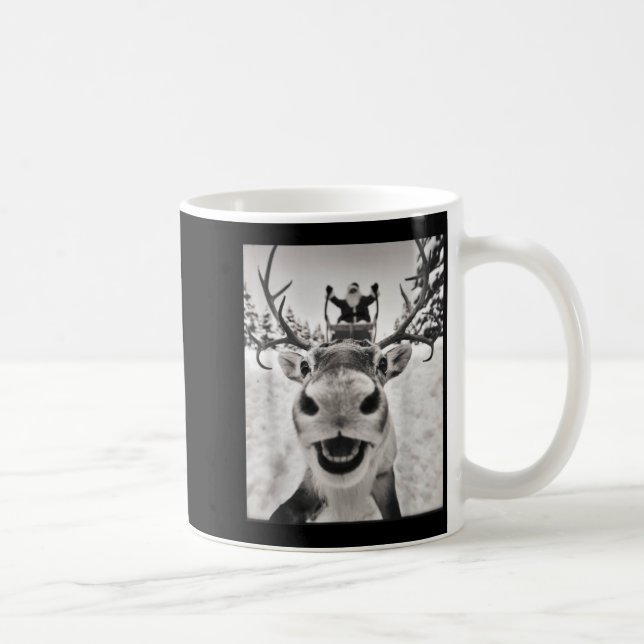 Caneca De Café Funny Reindeer Selfie Christmas Santa Funny Kids  (Direita)
