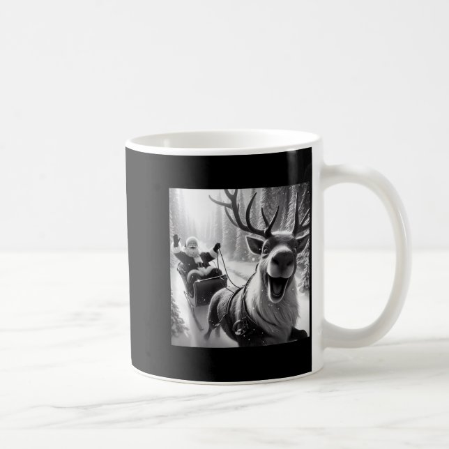 Caneca De Café Funny Reindeer Selfie Santa Christmas Shirts Men W (Direita)