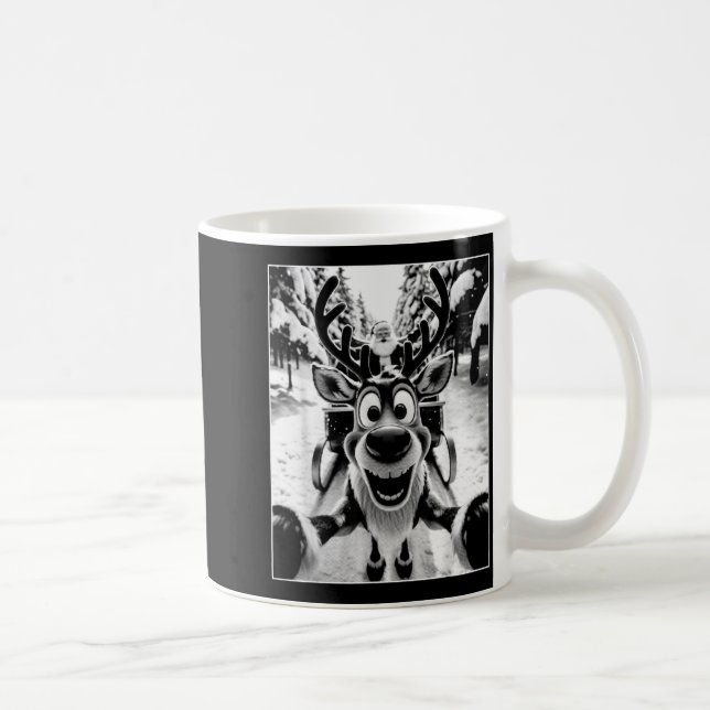 Caneca De Café Funny Reindeer Selfie Santa Sleigh Christmas Holid (Direita)