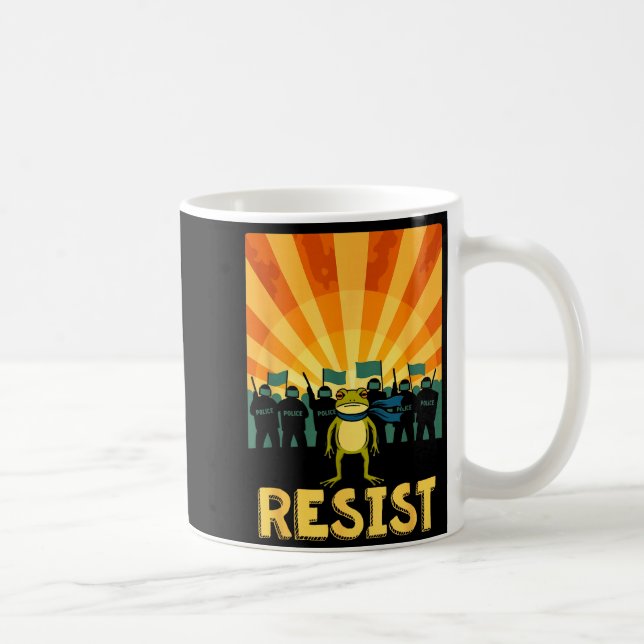 Caneca De Café Funny Resist Rtland Frog Protest  (Direita)