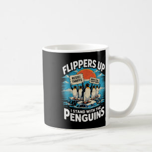 Caneca De Café Funny Resiste Pinguins Protestando Contra Tarifas