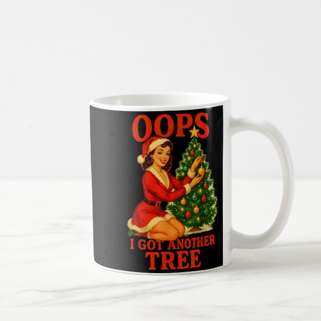 Caneca De Café Funny Retro Christmas Oops I Got Another Tree  (Direita)