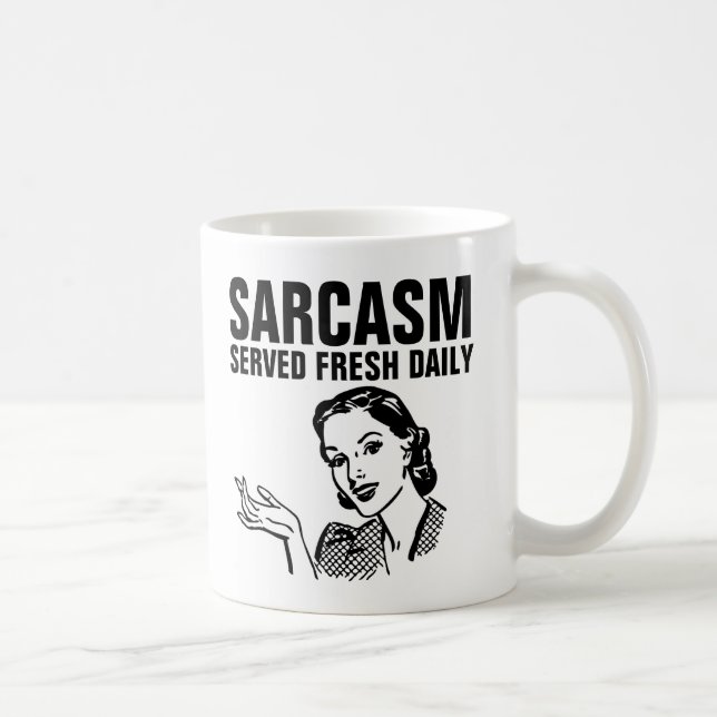 Caneca De Café Funny Retro House, SARCASM SERVIU DIARIAMENTE (Direita)