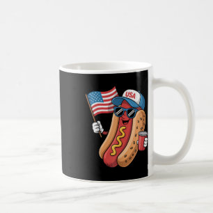 Caneca De Café Funny Retro Patriótico 4 De Julho Hotdog Americano