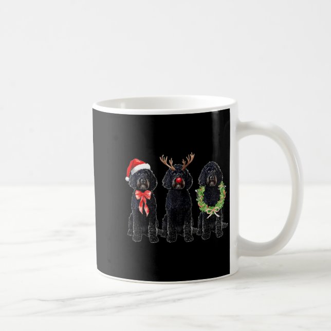 Caneca De Café Funny Retro Santa Black Goldendoodle Dog Reindeer  (Direita)