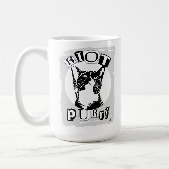 Caneca De Café Funny Riot Purrul Girl Punk Cat Design (Esquerda)