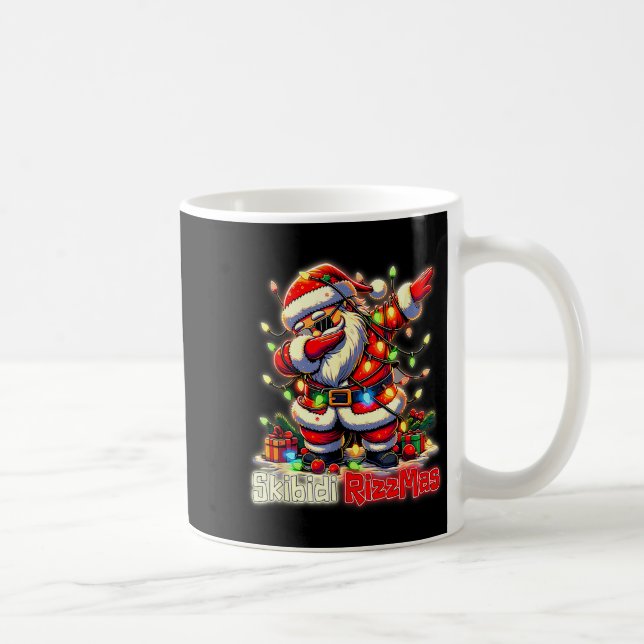 Caneca De Café Funny Rizz Santa Claus Dabbing Christmas Skibidi R (Direita)