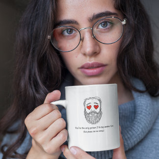 Caneca De Café Funny Romantic Bearded Man Sleepy In Love Mug