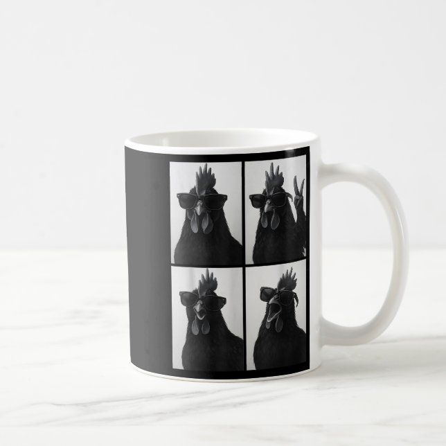 Caneca De Café Funny Rooster With Sungles Photobooth Selfie Farm  (Direita)
