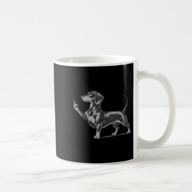 Caneca De Café Funny Rude Black Dachshund Dog Meme Middle Finger  (Direita)