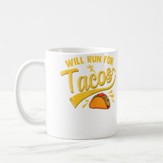 Caneca De Café Funny Running Runner Mexican Food Taco Will Run Fo