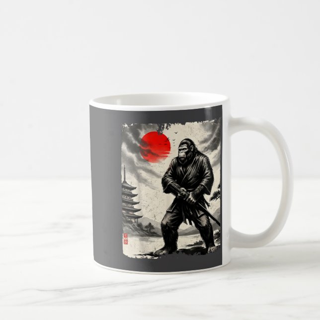Caneca De Café Funny Samurai Bigfoot Japanese Art Graphic Tee Ani (Direita)