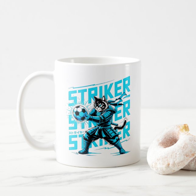 Caneca De Café Funny Samurai Cat Soccer - Gift for cat Lovers (Com Donut)