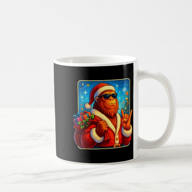 Caneca De Café Funny Santa Bigfoot Christmas Sasquatch Xmas Boys  (Direita)