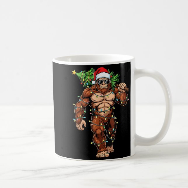 Caneca De Café Funny Santa Bigfoot Christmas Tree Christmas Crypt (Direita)