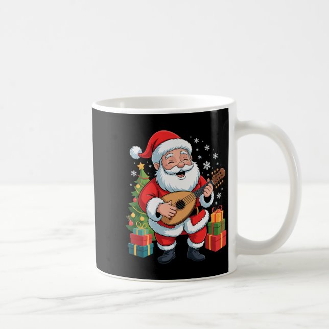 Caneca De Café Funny Santa Christmas Design Lute Holiday Xmas Paj (Direita)