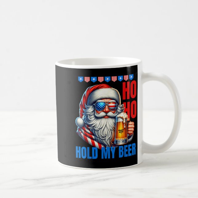 Caneca De Café Funny Santa Claus Christmas July 4th Patriotic Hol (Direita)