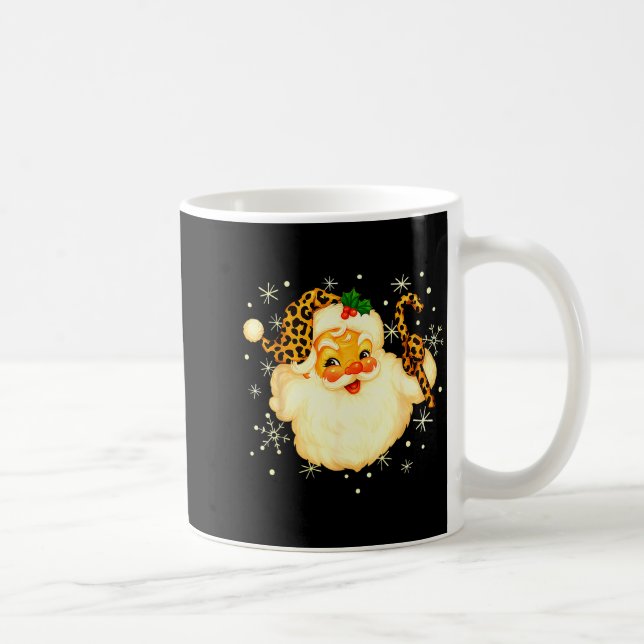 Caneca De Café Funny Santa Claus Face Christmas Xmas Leopard Sant (Direita)