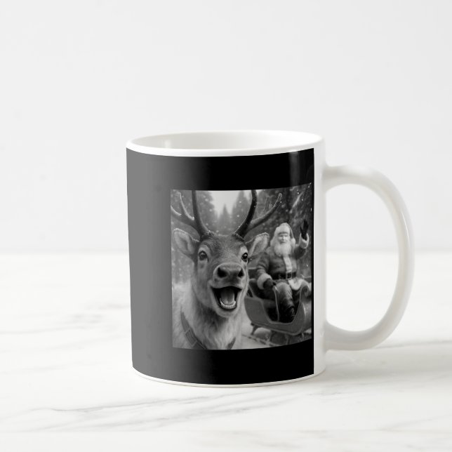 Caneca De Café Funny Santa Claus In Sleigh With Reindeer Christma (Direita)