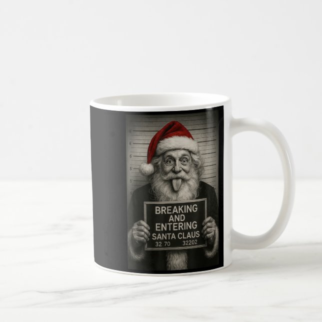 Caneca De Café Funny Santa Claus Mugshot Christmas – Santa Xmas  (Direita)