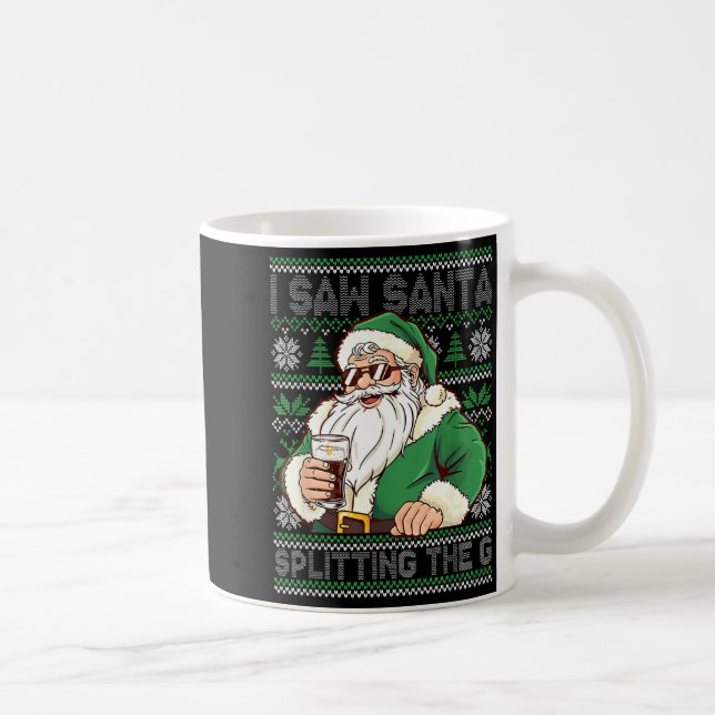 Caneca De Café Funny Santa Drinking Beer Splitting G Christmas Ad (Direita)
