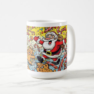 Caneca De Café Funny Santa & Gingerbread Christmas Mug