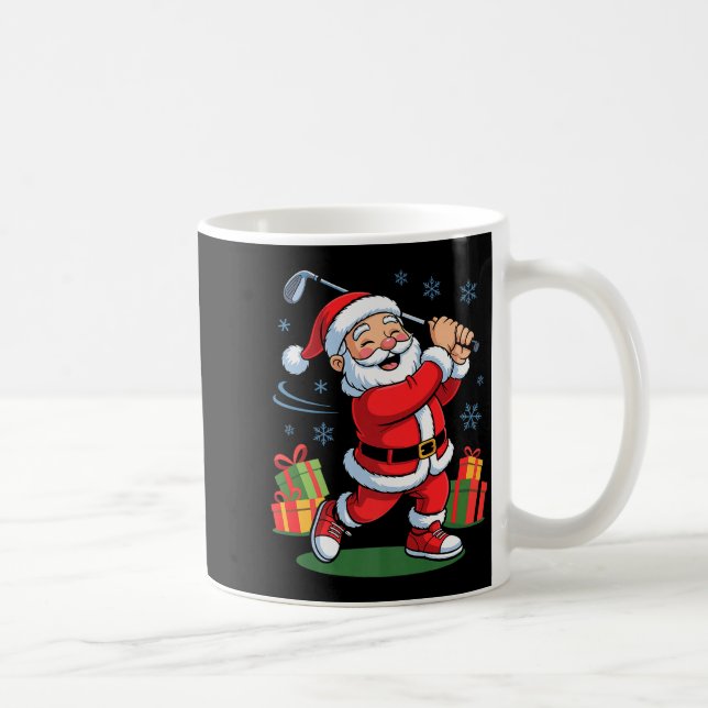 Caneca De Café Funny Santa Playing Golf Holiday Christmas Xmas Pa (Direita)