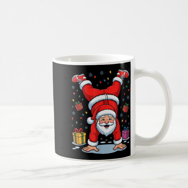 Caneca De Café Funny Santa Playing Gymnastics Holiday Christmas X (Direita)