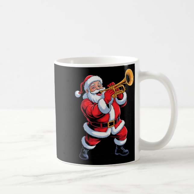 Caneca De Café Funny Santa Playing Trumpet Holiday Chrismas Xmas  (Direita)