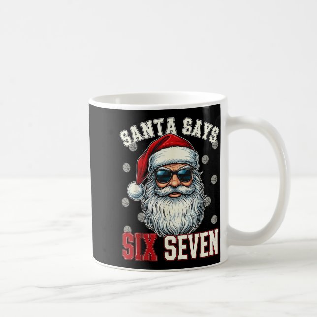 Caneca De Café Funny Santa Says Six Seven Christmas 67 Meme Baske (Direita)