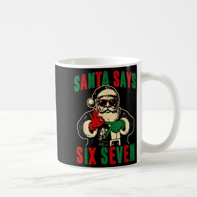 Caneca De Café Funny Santa Says Six Seven Retro 67 Meme Cool Chri (Direita)