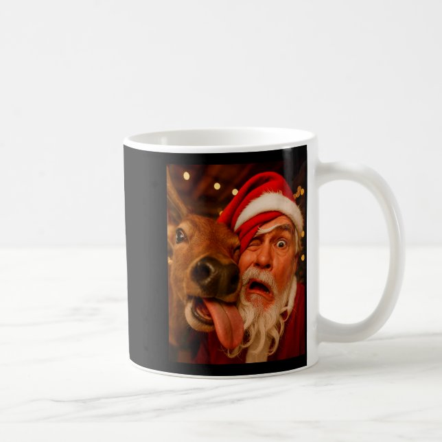 Caneca De Café Funny Santa Selfie Reindeer Men Women Kids Christm (Direita)