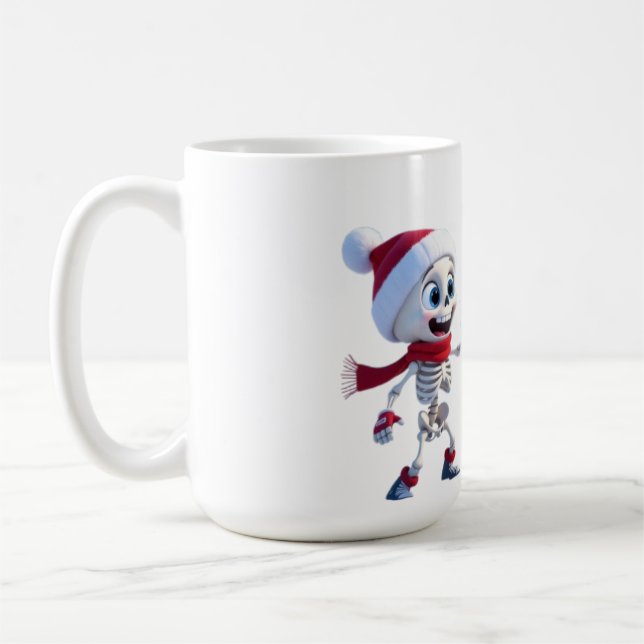 Caneca De Café Funny Santa Skeletons Having a Snowball Fight  (Esquerda)