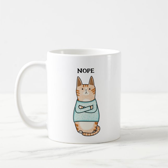 Caneca De Café Funny Sarcastic Orange Cat Nope (Esquerda)