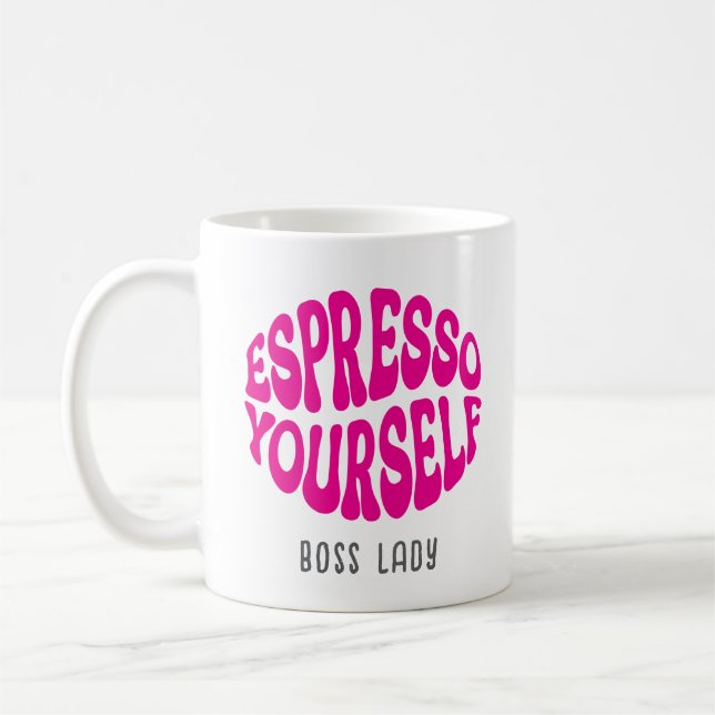 Caneca De Café Funny Saying Modern Espresso Yourself Retro Name (Esquerda)