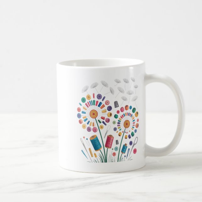 Caneca De Café Funny Sewing Dandelion Flowers Thread Butts Quil (Direita)
