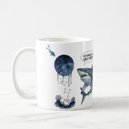 Caneca De Café Funny shark and diver 