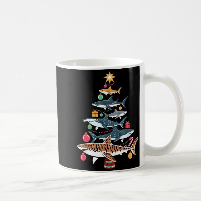 Caneca De Café Funny Shark Christmas Tree  (Direita)