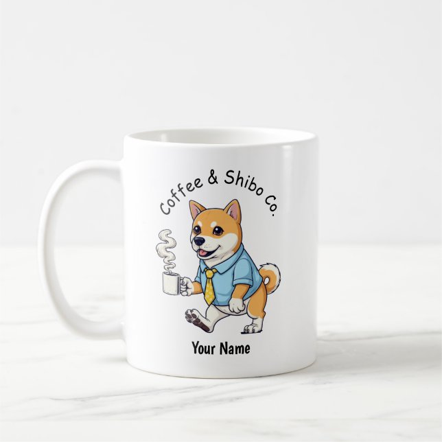 Caneca De Café Funny  Shiba Inu Dog Business Suit Coffee  (Esquerda)