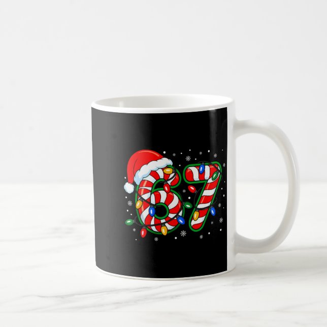 Caneca De Café Funny Six Seven 67 Meme 6 7 Christmas Candy Cane B (Direita)