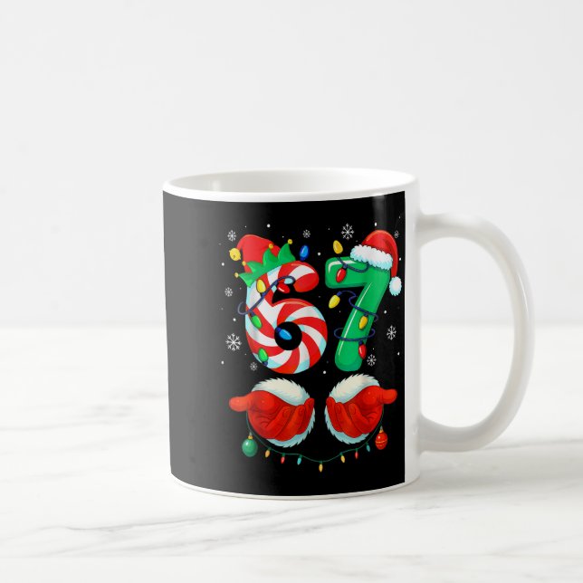 Caneca De Café Funny Six Seven 67 Meme 6 7 Christmas Santa Hand B (Direita)