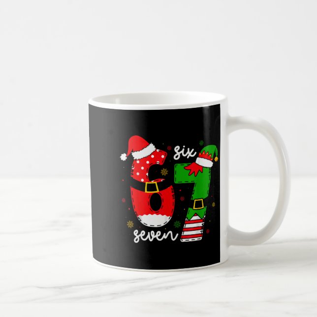 Caneca De Café Funny Six Seven 67 Meme 6 7 Elf Santa Christmas Pa (Direita)
