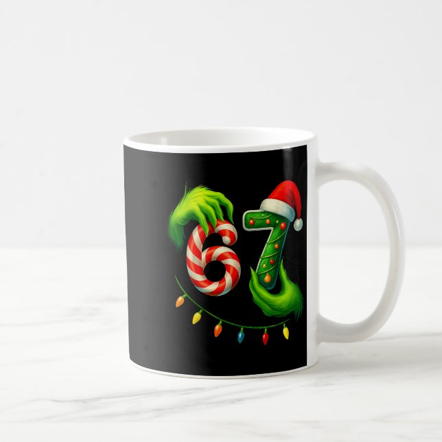 Caneca De Café Funny Six Seven 67 Meme 6 7 Santa Christmas Brainr (Direita)