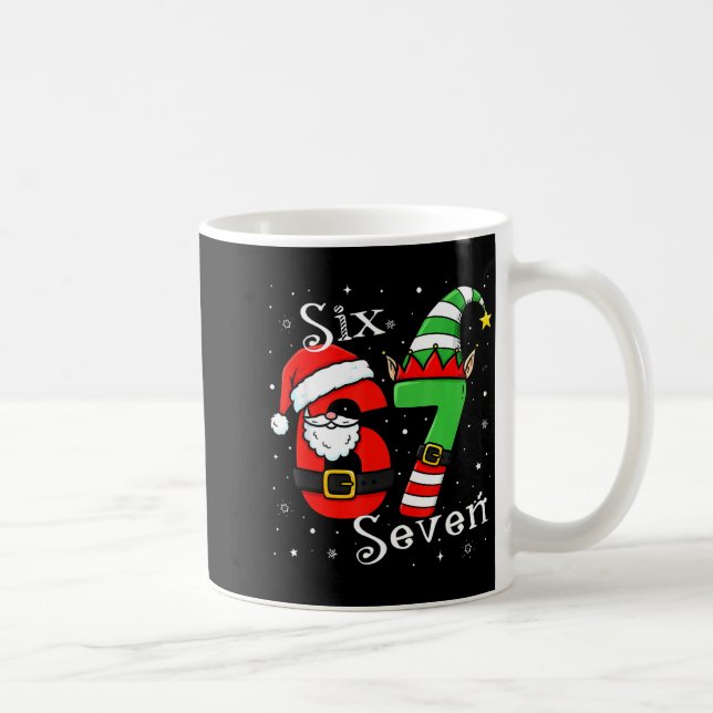 Caneca De Café Funny Six Seven 6 7 Meme Christmas Santa Elf Numbe (Direita)