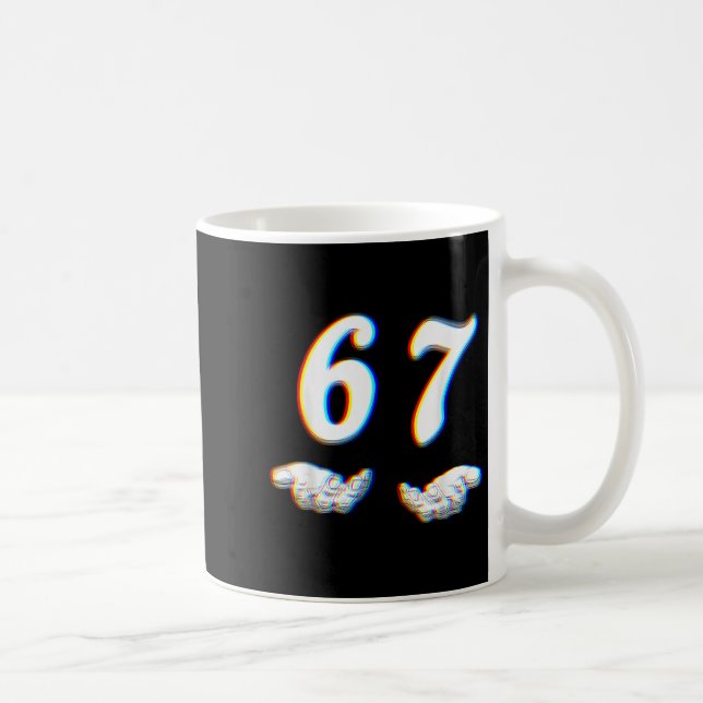 Caneca De Café Funny Six Seven 6 7 Meme Gen Alpha Slang 67 Glitch (Direita)